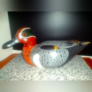 Hand Painted Green-Winged Teal Decoy. Vintage.